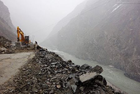 Landslide being cleared